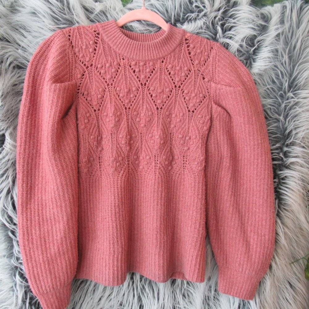 Large Pink Puff Sleeve Sweater